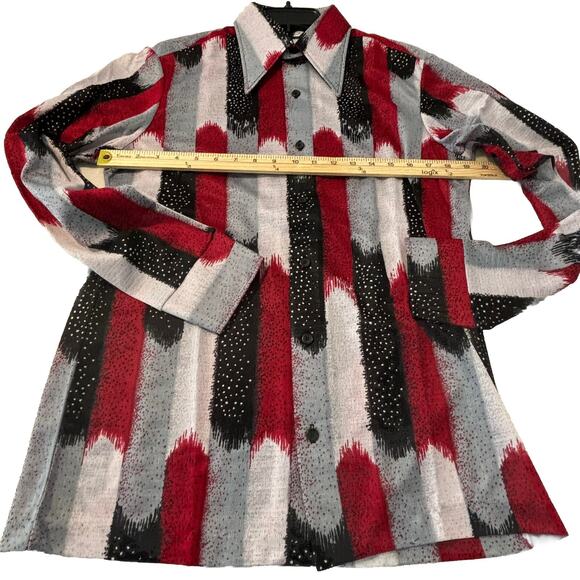 Vtg 70s Polyester Men’s Dress Shirt Long Sleeve Button Front Size M - Picture 5 of 7